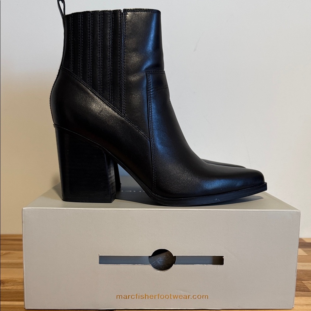 Marc Fisher Black Heeled Ankle Boots